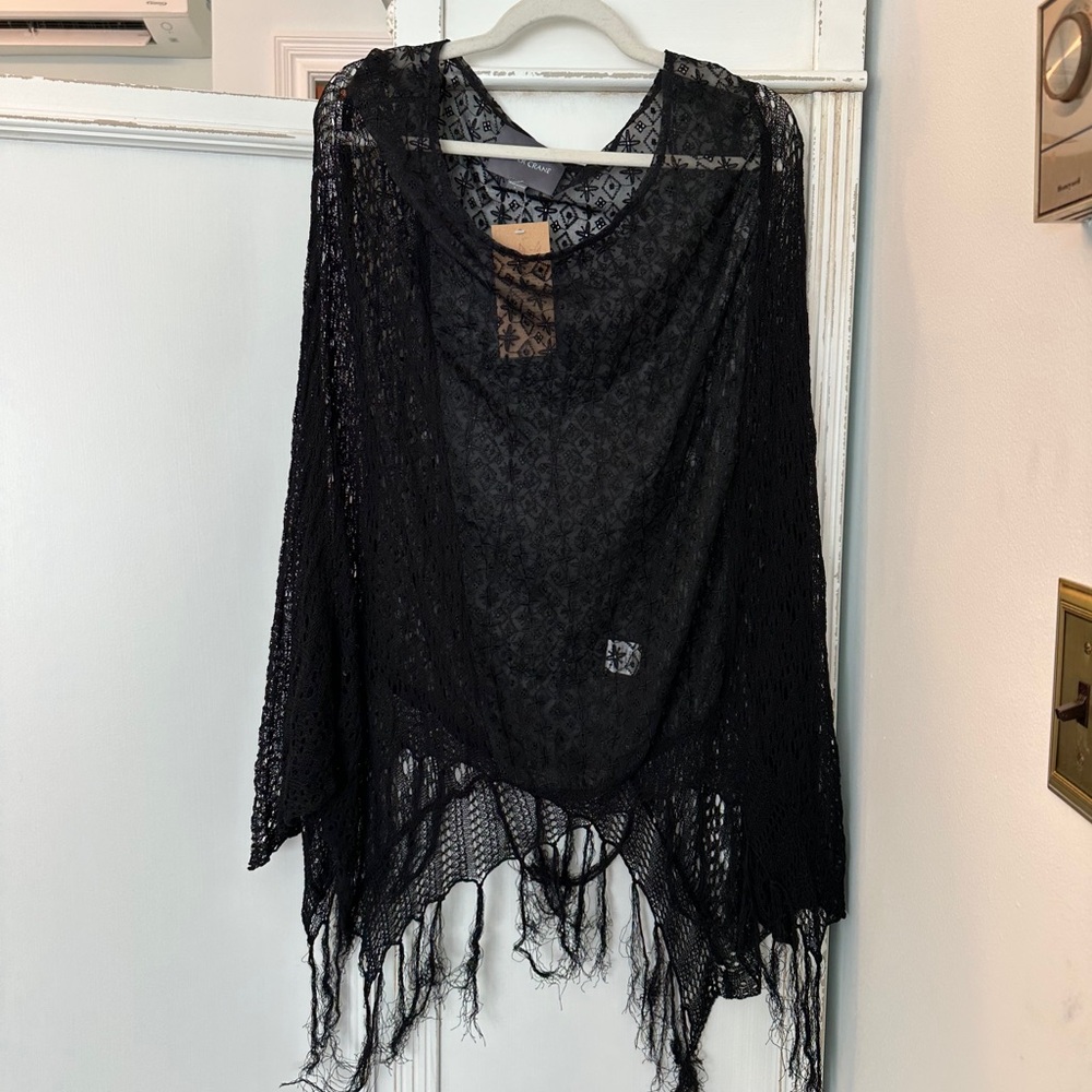Paper Crane black lace poncho